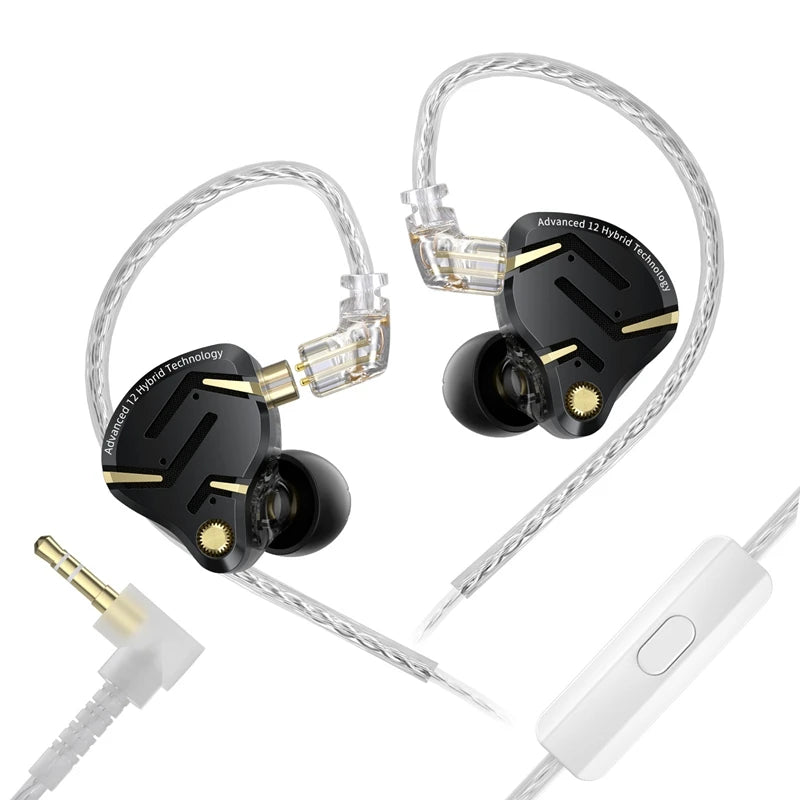 KZ ZS12 Pro 2 Flagship-Grade HiFi IEM Earphones Ultra-Linear 1DD+5BA Hybrid Driver Clarity Sound Wired Headphones Detachable Cable Ergonomic Gaming Earbuds