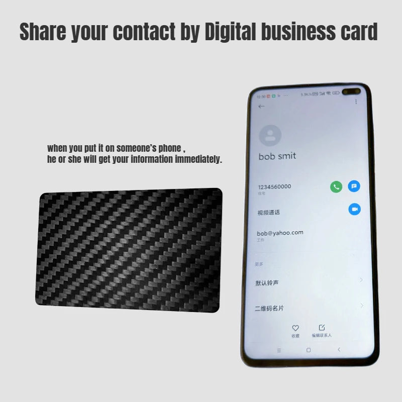 Digital Business Card NFC Carbon Fiber Card NFC Business Card Fast Reading Ntag 215 Smart Name Card  Social Recognition Card