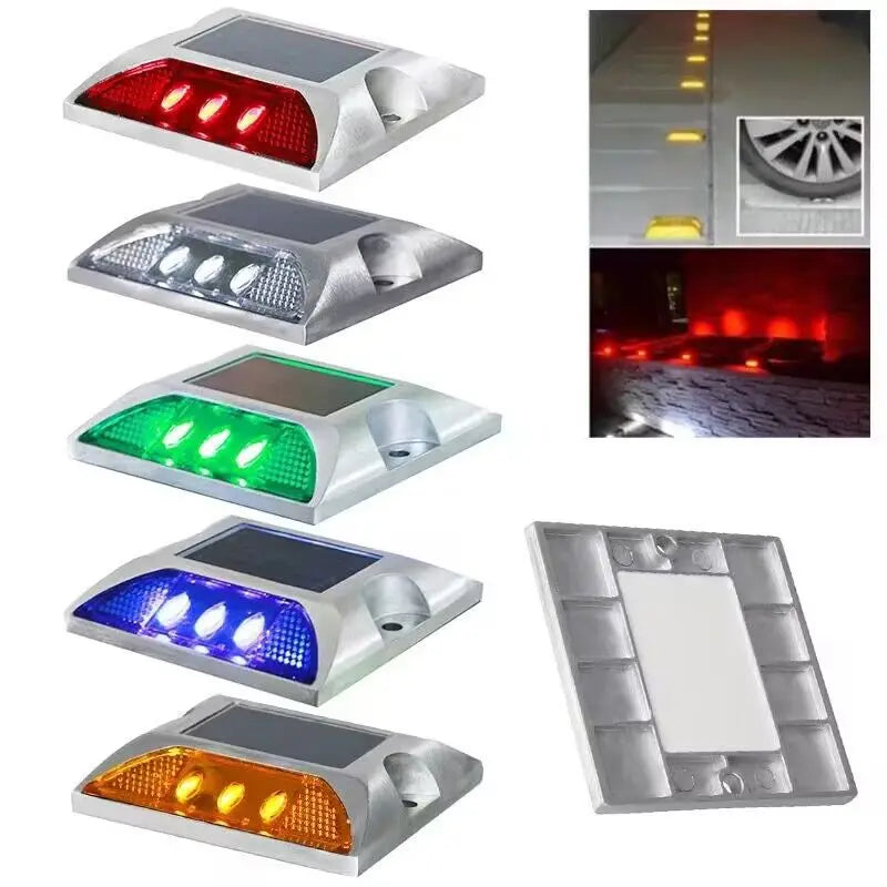 LED Solar Power Ground Marker Lights Waterproof Driveway Road Highway Spike Lamp Outdoor Garden Flash Warning Pathway Light New