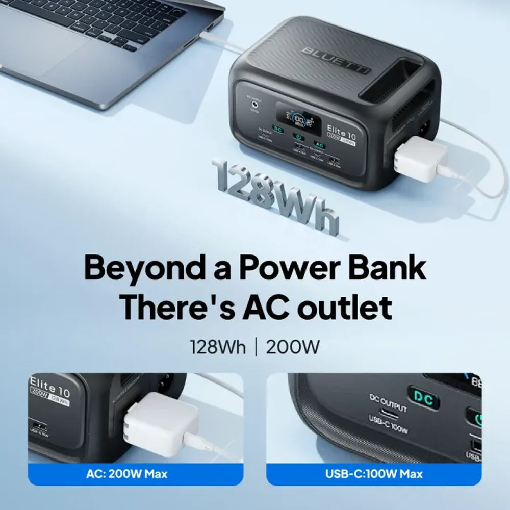 【Renew】BLUETTI Elite 10 128Wh 200W Mini Power Station LiFePO4 100W USB C Fast Charge Portable Solar Generator for Camping Travel