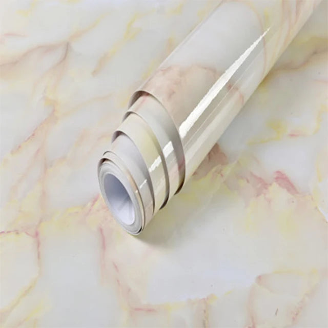 Marble Self Adhesive Foil Wallpaper for Desktop Cabinet Decor PET Paper in Rolls Waterproof Oil Proof Stickers for Kitchen Wall