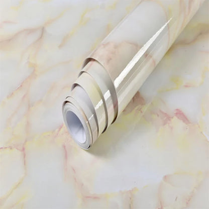 Marble Self Adhesive Foil Wallpaper for Desktop Cabinet Decor PET Paper in Rolls Waterproof Oil Proof Stickers for Kitchen Wall
