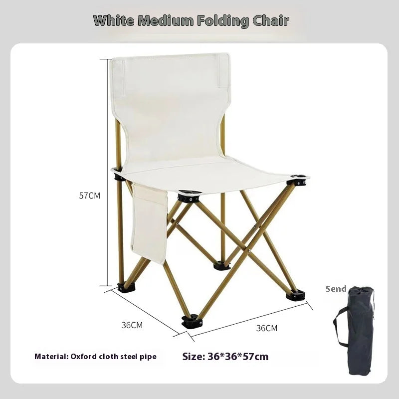 Outdoor Foldable Chair Camping Chair with Side Pocket Picnic Oxford Cloth Chairs Portable Beach Fishing Chairs Outdoor Chair