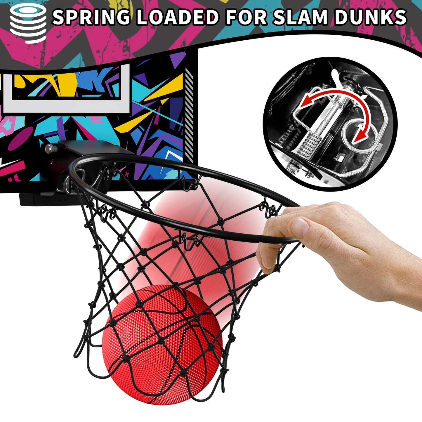 Indoor Outdoor Basketball Hoop for Kids, Mini Hoop with Scoreboard & 3 Balls, Basketball Toys Gifts for 3+ Year Old Boys Girls