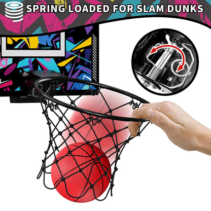 Indoor Outdoor Basketball Hoop for Kids, Mini Hoop with Scoreboard & 3 Balls, Basketball Toys Gifts for 3+ Year Old Boys Girls