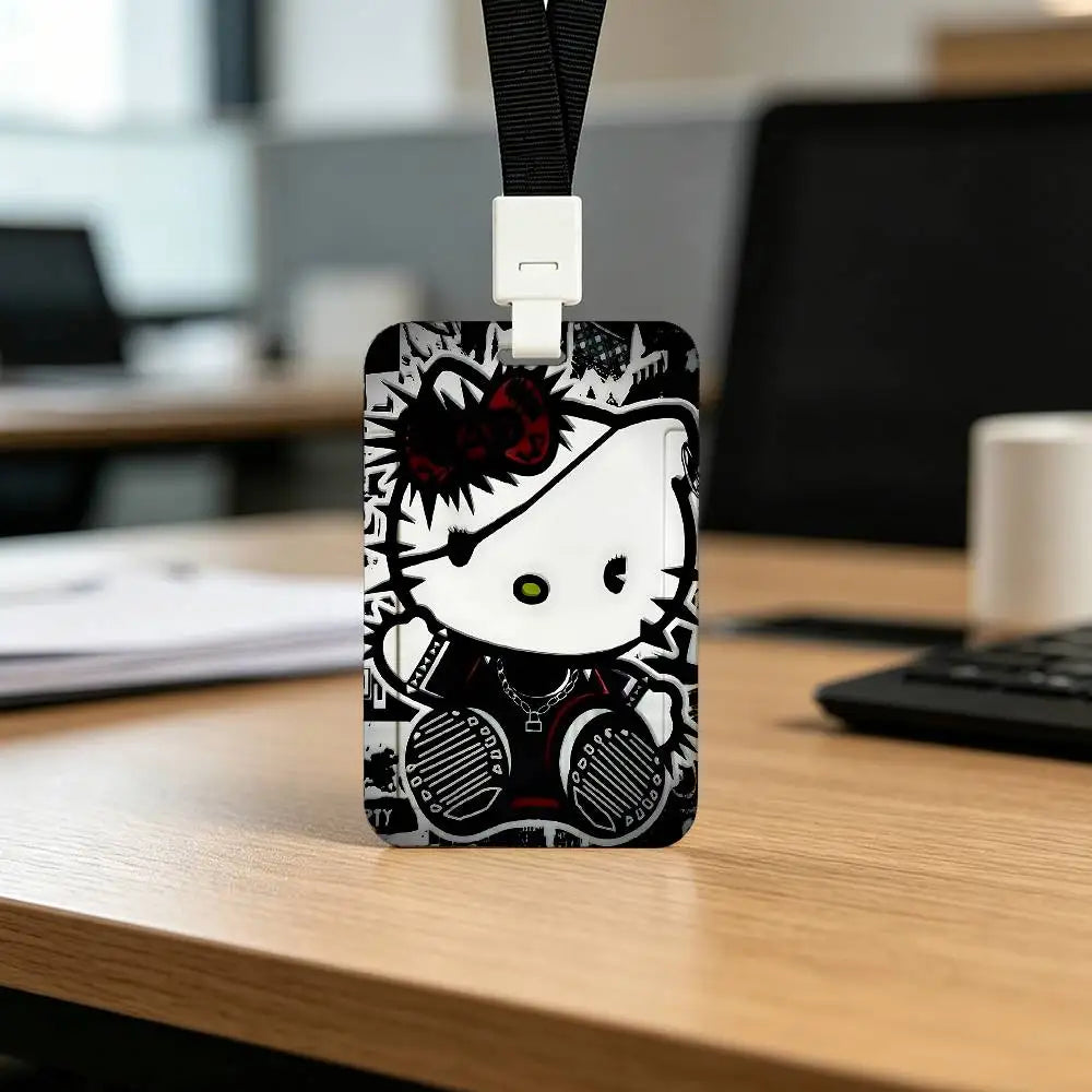 Cute Cat H-Hello K-Kitty NFC Contactless Sliding Card Sleeve For Student Cards, Bus Cards, ID Cards, And Work Permits