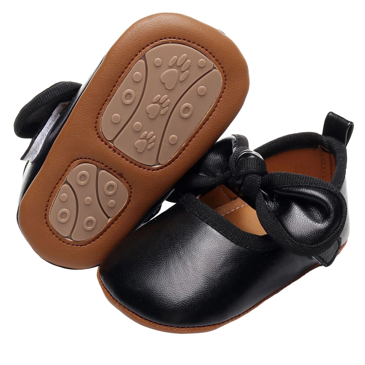 Citgeett Autumn Infant Baby Girl Princess Dress Shoes Leather Bowknot Flats Crib Shoes Non-Slip Shoes