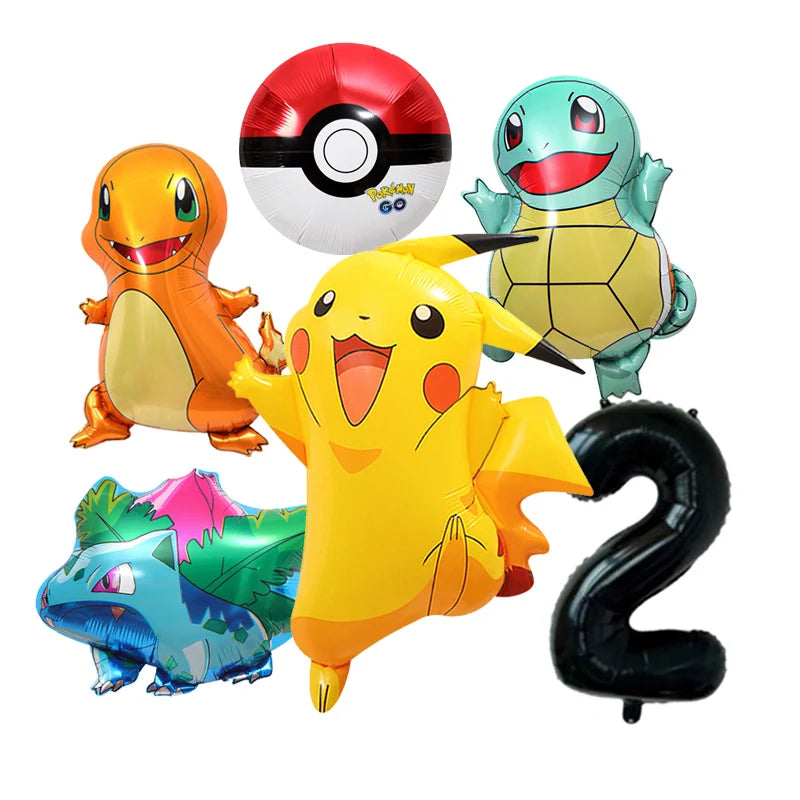 Pikachu Cartoon Balloon Garland Kit Lightning Foil Balloons Kids Birthday Party Supplies