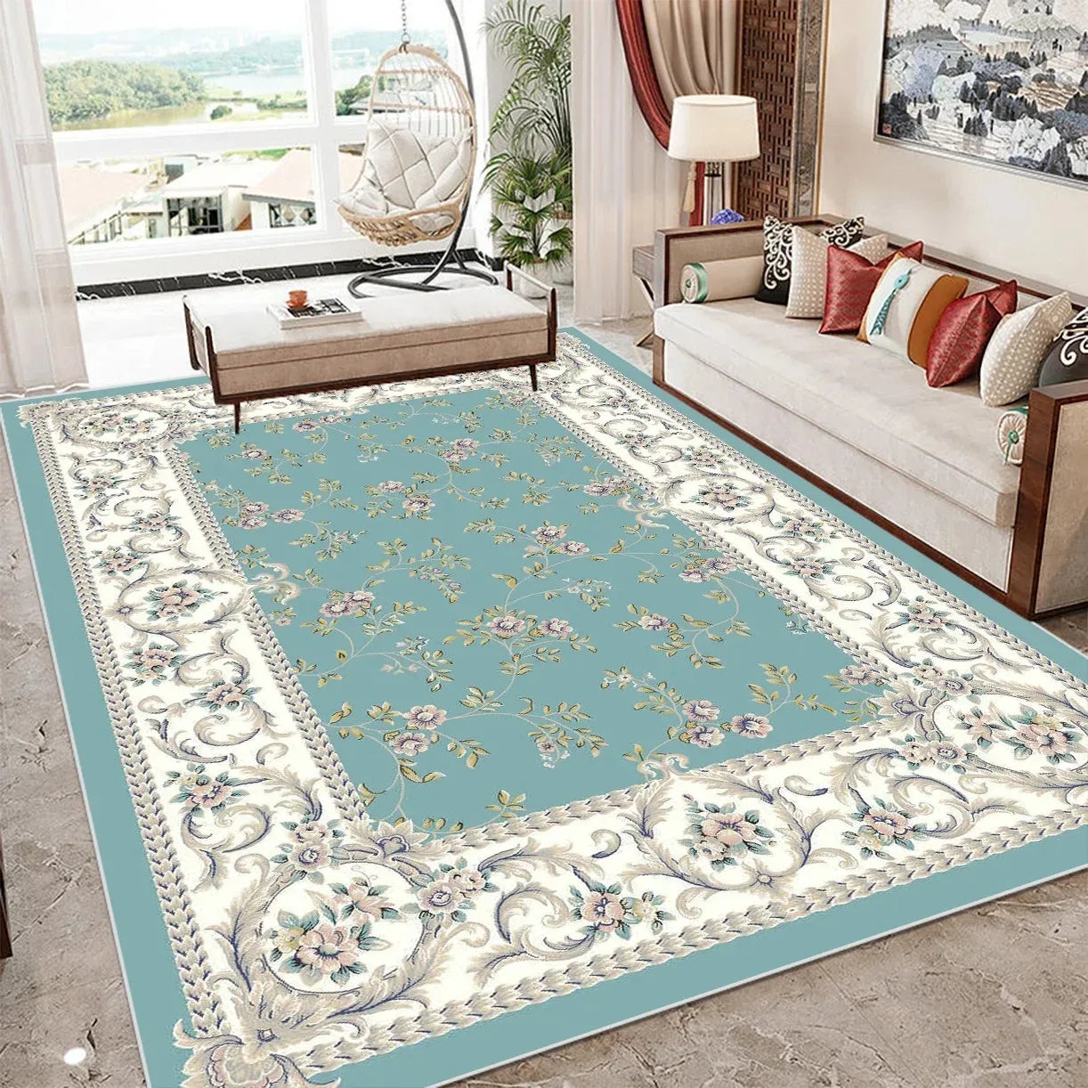 European Style Luxury Large Living Room Carpet Soft Large Area Decoration Home Floor Mats Bedroom Carpet Sofa Custom Floor Mats