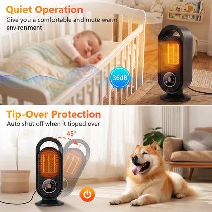 1000W Winter Portable Desktop Heater 4 Timer Settings Warm Air Blower PTC Fast Heating Household Heater for Home Office Indoor