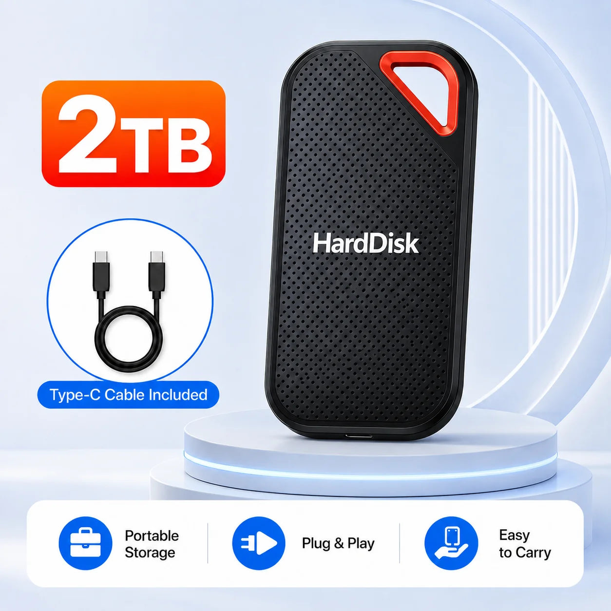 High-Speed Original SSD 2TB Portable USB3.1 Hard Drive 4TB Noiseless Disk for Freelancer Laptop Tablet Workbench