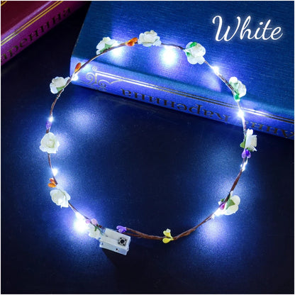 10-100Pcs LED Flower Headbands Glowing Garland Light Up Headbands Glow in the Dark Headband Wedding Beach Party Birthday Supplie
