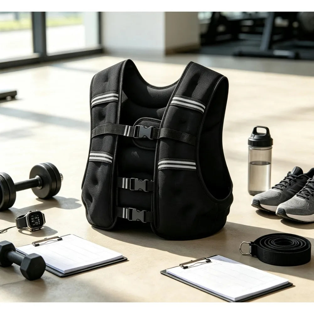 Weighted Vest, 8lb/12lb/16lb/20lb/25lb/30lb Weight Vest with Two Adjustment Straps for Men Women, Weight Vests with Reflective Stripe for Strength Training, Running, Jogging, Walking
