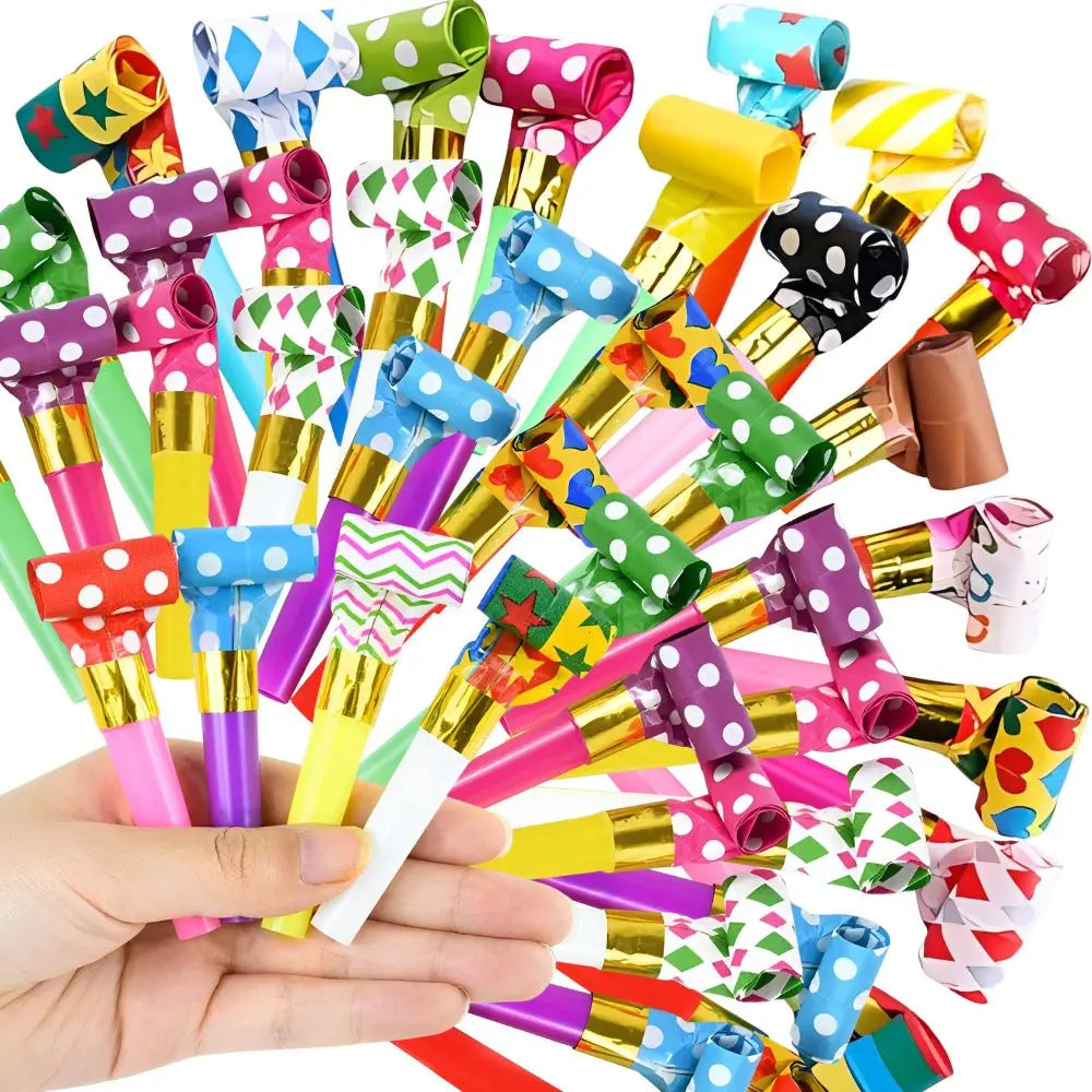 18/72pcs Random Mix Color Party Blower Whistles, Retractable Blow Noisemakers, Birthday Celebration Festival Party Decor YMY