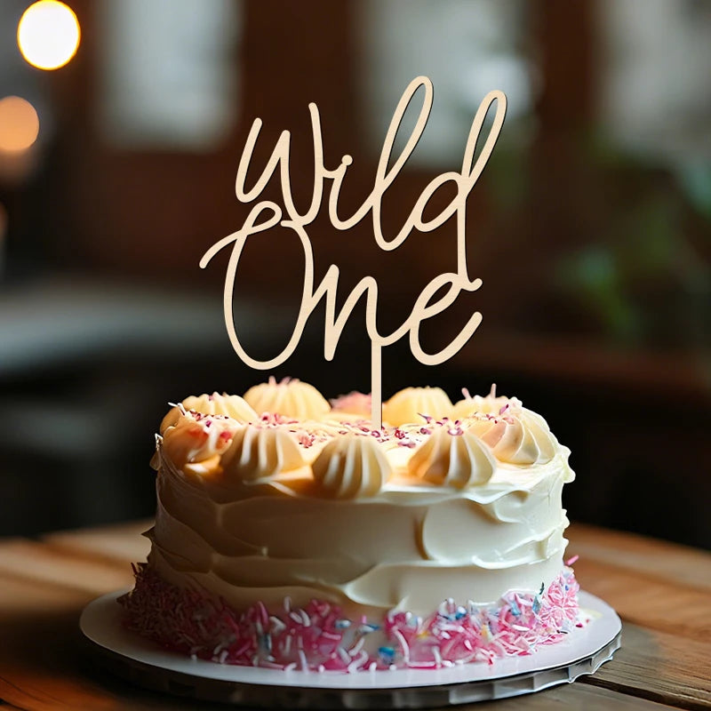 NUBECOM Wild One Cake Topper One Birthday Cake Topper Wooden Wild One Cake Decorations for Baby Shower First Birthday Decoration