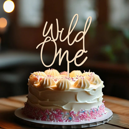 NUBECOM Wild One Cake Topper One Birthday Cake Topper Wooden Wild One Cake Decorations for Baby Shower First Birthday Decoration