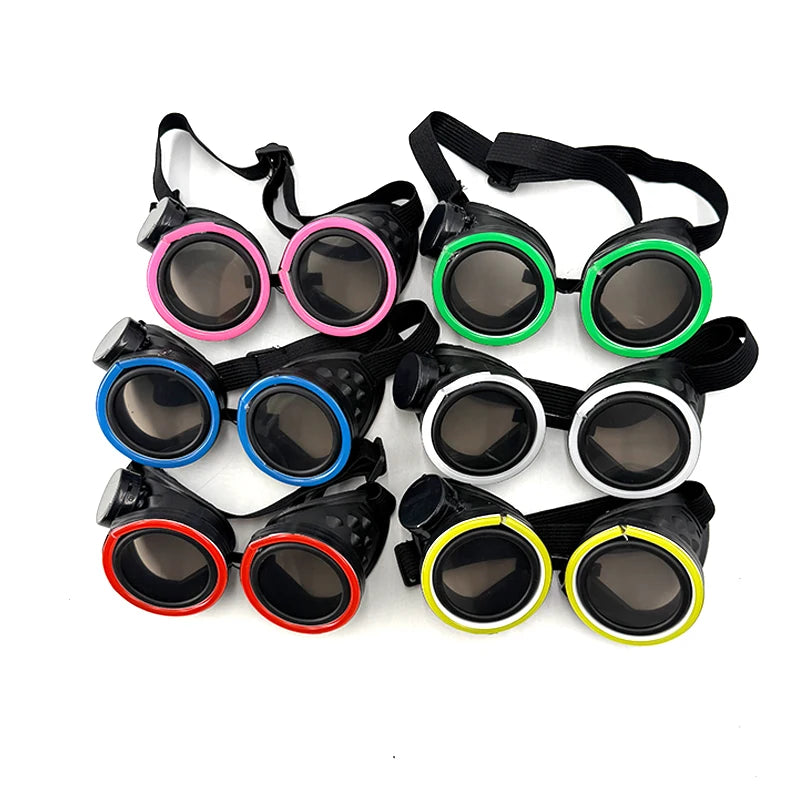 New arrive Round Shape LED Luminous Glasses with Dark Lens Rezz Style Neon Glow Goggles Glow in The Dark Night Club Party Props