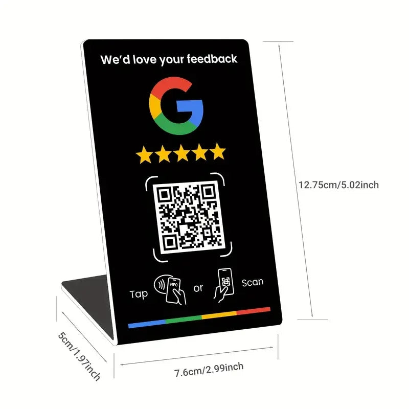 Nfc 215 programmable QR code Google Review Card NFC station table NFC Instagram Facebook TK card standing brand bracket