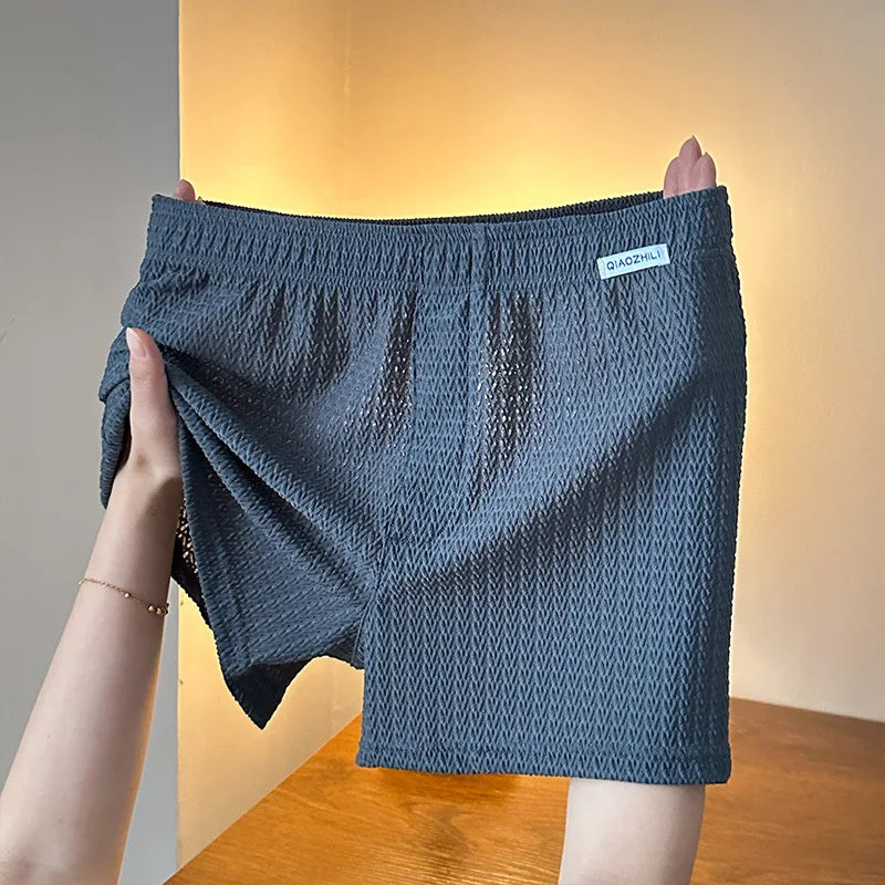 New Men's Ice Silk Jacquard Boxer Shorts, Loose and Breathable, Large Size, Square-Cut, Home Casual Simple Men's Underwear
