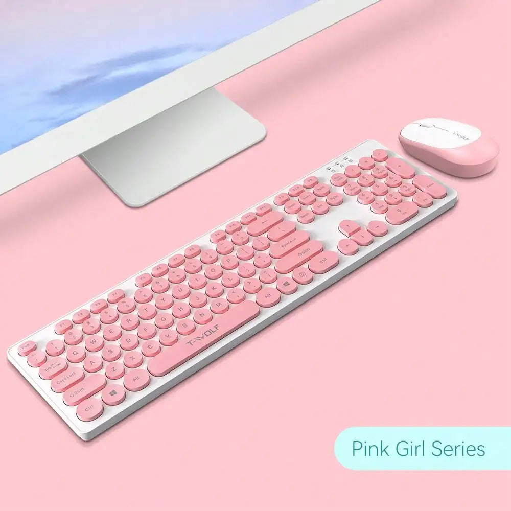 TF770 Keyboard and Mouse Set Wireless Office Business Macaron Chocolate Keyboard Mouse USB