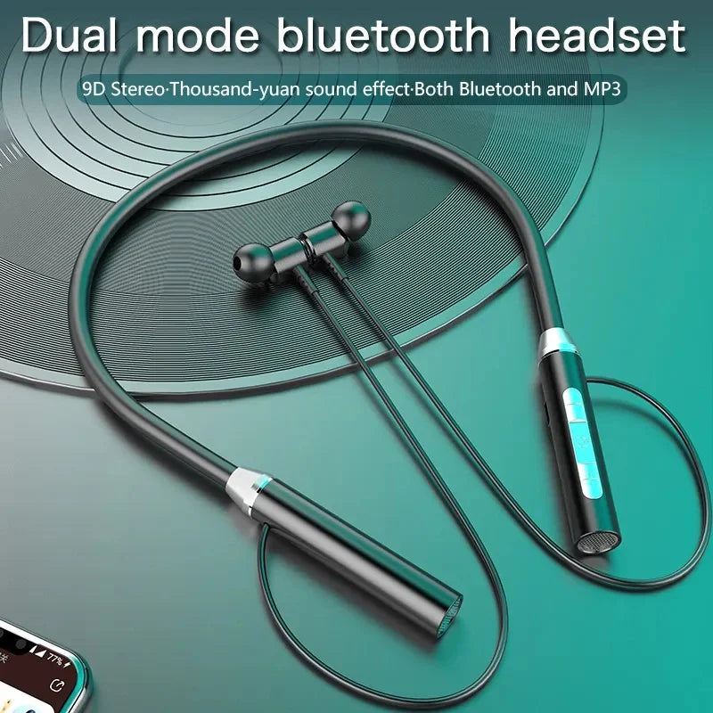 Neck Wireless Bluetooth Earphones TWS 9D Stereo Surround Headphone Magnetic Sport Neckband Headset Neck-hanging Earbuds With Mic