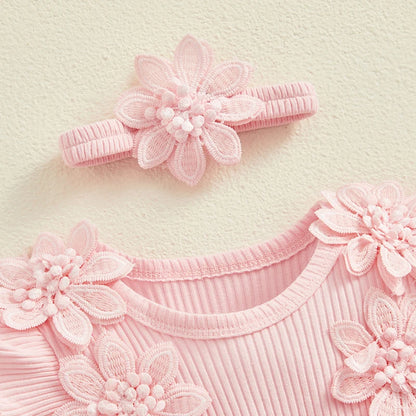 Baby Girls' Floral Romper & Headband Set | Ruffle Details & Mesh Skirt | Birthdays, Portraits & Celebrations