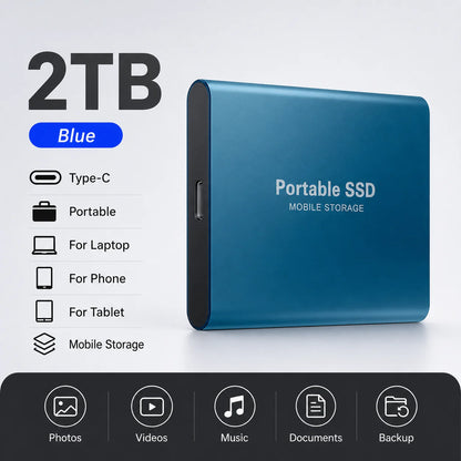 Space Efficient External Hard Drive 2TB Portable Mobile Hard Disk for Family Daily Photo Saveing PC Laptop