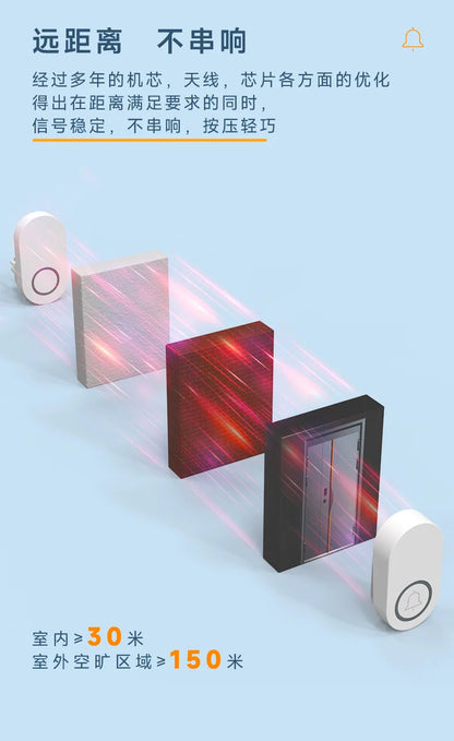 Self-Pow remote control doorbell AB door household waterproof long-distance intelligent electronic wireless doorbell