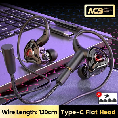 EARDECO Gaming Earbuds HD Mic Wired Headphones Bass HIFI Wired Earphone Headphone Headset Earhook Auriculares Noise Reduction