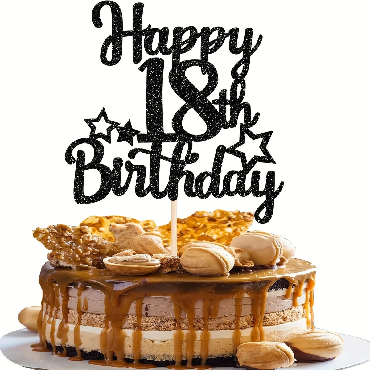 Happy 18th Birthday Cake Topper Glitter 18 & Fabulous Cheers to 18 Years Old Birthday Cake Pick for Celebrating 18th Birthday