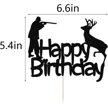 Hunting Happy Birthday Cake Topper Sports Them Party Wedding Anniversary Hunt Deer Cupcake Topper Decoration Baking Supplies Diy