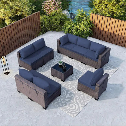 12 Piece Patio Furniture Set, Outdoor Wicker Sectional Sofa, Customized