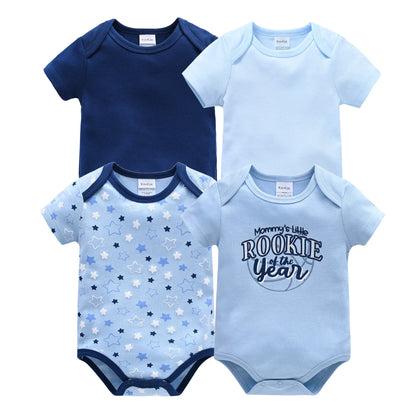 New Baby Boy Clothes Summer 100%Cotton Blue Grey Tie Print Three Piece Short Sleeve Bodysuit Pants Vetements Bebe For 0-12M
