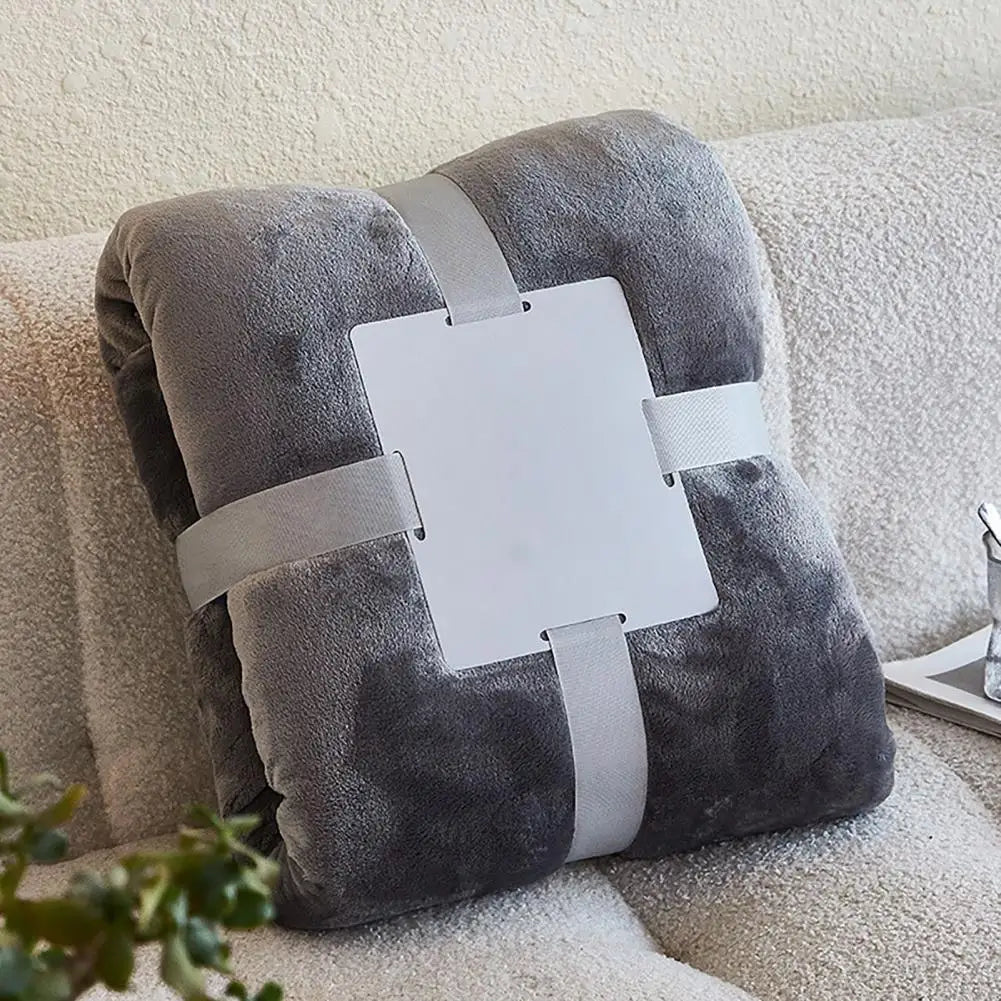 Foldable Blanket Solid Color Flannel Throw Blanket Lightweight Plush Bed Cover Soft Fuzzy Sofa Blanket for Cozy Nap Sleeping