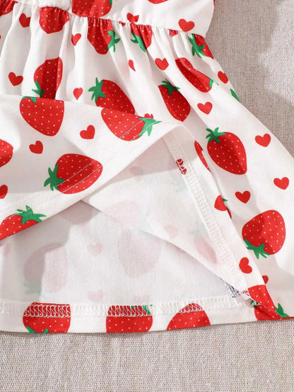 Newborn baby girl summer style white/orange full print pattern small floral suspender dress three piece set, family gift, comfor