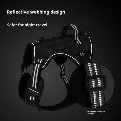 Large Dog Tactical Vest Multi-Function MOLLE-Compatible Harness with Anti-Pull Design for Outdoor Training Gear