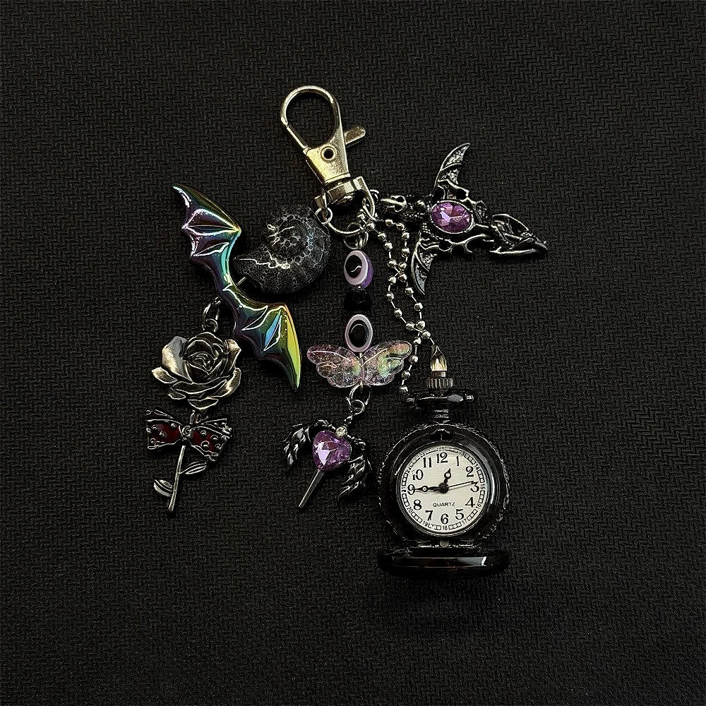 Original Hollow Heart Pocket Watch Chain Keychain Design Steampunk Clock Vintage Necklace Pendant Jewelry Watch Men Women Gift
