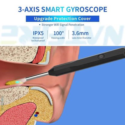 Home Use Portable Wifi Otoscope Camera Ear Wax Remover Intelligent Electric Visual Ear Cleaner Ear Wax Cleaner
