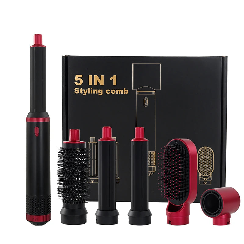LUXLOCK Professional 5-in-1 Curler Set Multi functional Straightener Hot Air Comb Hairdryer Styling Set Wave Curler Ladies' Gift