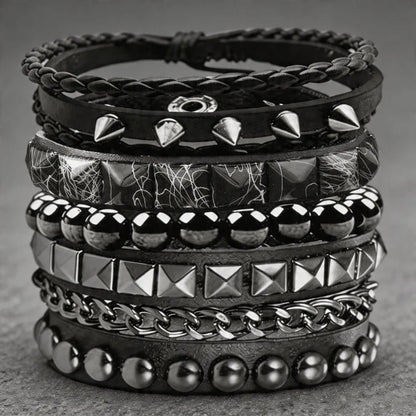 4pcs/set Gothic Punk Rock Square Rivet Bracelet Daily and Party Gothic