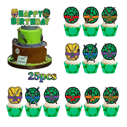 Cartoon Turtles Birthday Party Decorations Tableware Tablecloth Cup Plate Bag Napkins Balloon Baby Shower Turtles Party Favors