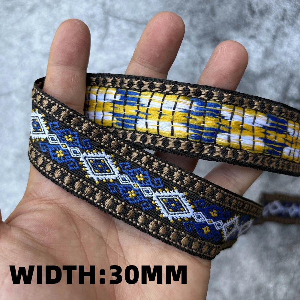 5 Yards 1~3CM Geometric Flower Designs Are Selling Well Embroidered Jacquard Ribbon Decorative Clothing Dog Chain Curtains