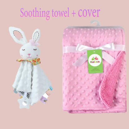 Custom Embroidered Name Minky Baby Blanket & Bunny Comforter Set Personalized Newborn Security Blanket Baby Shower Gift