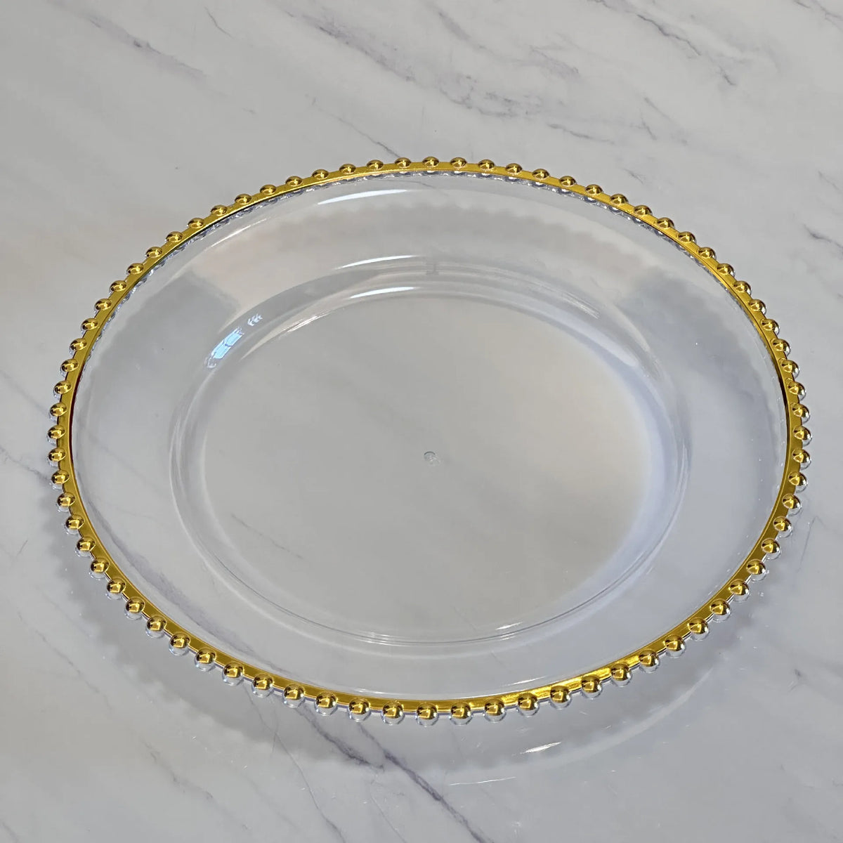 Nordic Style Plastic Steak Plate Gold Rimmed Fruit Salad round Dish Western Dinner Party Dinnerware Plate Decorative
