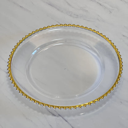 Nordic Style Plastic Steak Plate Gold Rimmed Fruit Salad round Dish Western Dinner Party Dinnerware Plate Decorative