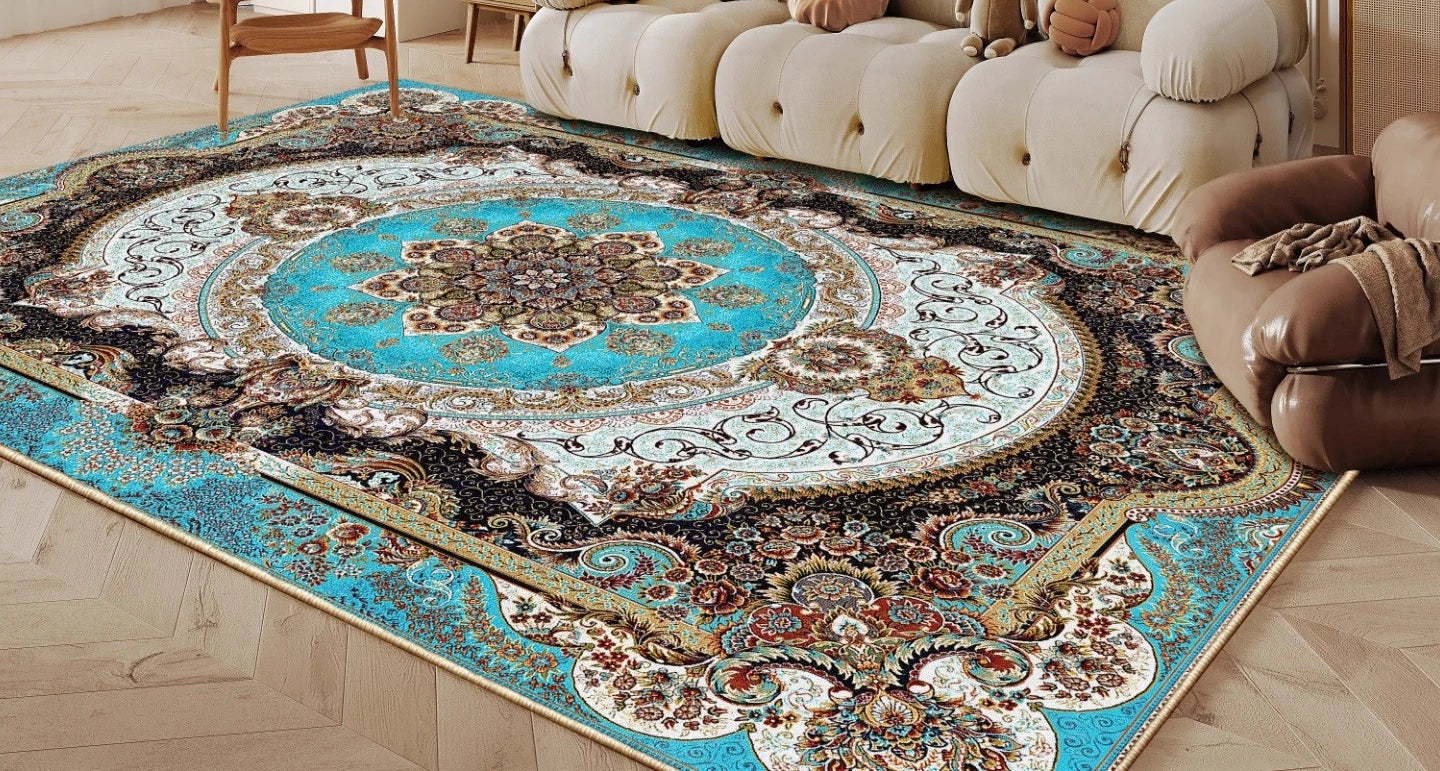 Ethnic Style Bedroom Decor Retro Carpet Light Luxury Carpets for Living Room Washable Lounge Soft Floor Mat Anti-slip Study Rug