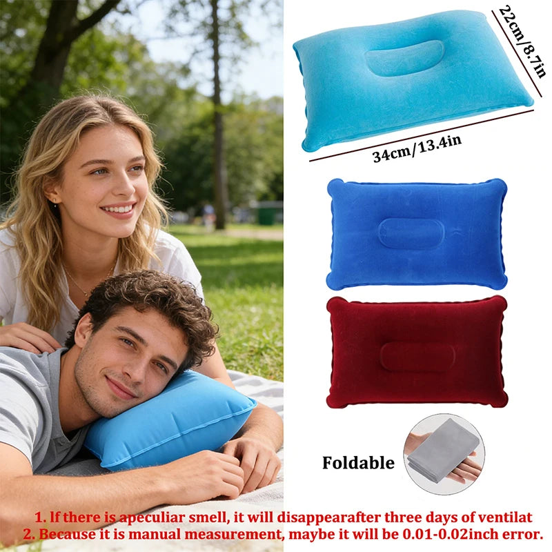 2Pcs Inflatable Travel Pillows or Pumps Portable Ultralight Camping Blow Up Air Pillow for Airplane Car Office Hiking Backpack