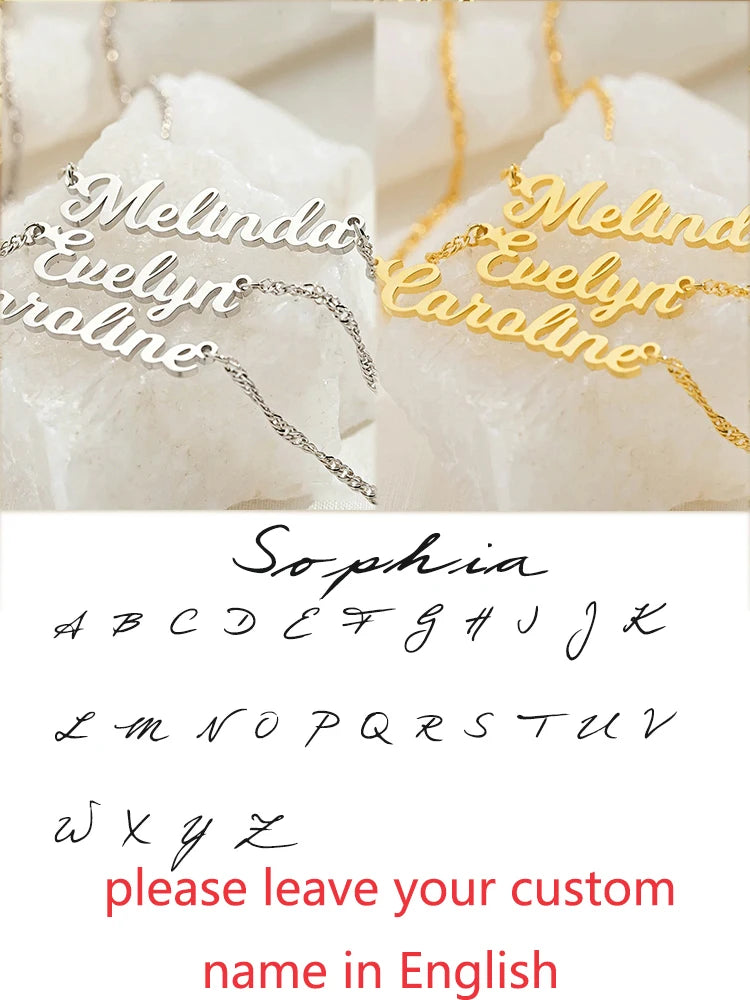 Custom Different Font Name Pendant Necklace for Woman Girls Stainless Steel Nameplate Personalized Choker Necklaces Jewelry Gift