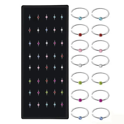 40/60pc Stainless Steel Straight L Nose Stud for Women Nose Ring Set