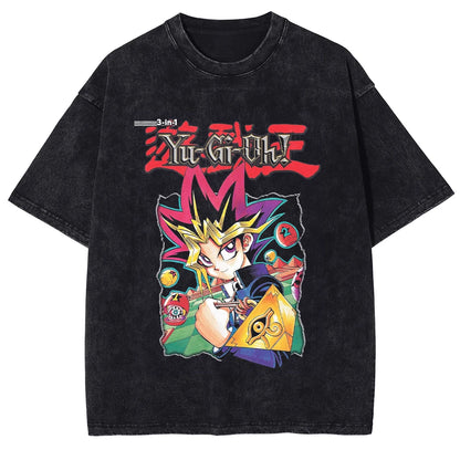 Yu Gi Oh Anime Print T-shirt Yugi Muto Manga Graphic T Shirt Men Women Clothing Summer Short Sleeve Tees Washed Cotton Tshirt